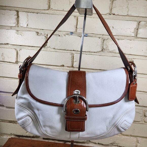 Coach Soho Pebbled White Leather Shoulder Bag - Picture 1 of 12